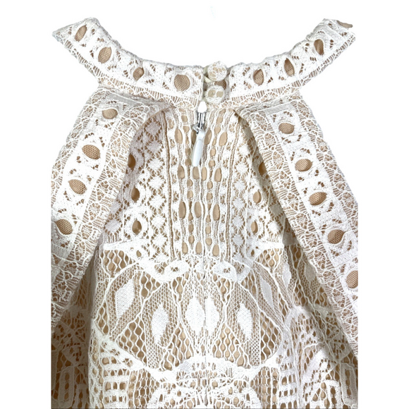 BCBGMaxazria Ivory Leighann Lace Halter Off Shoulder Cocktail Dress Sz 0 - Picture 6 of 9